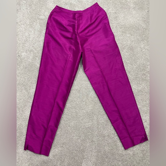 Jones New York iridescent purple 100% silk pants - Picture 2 of 9